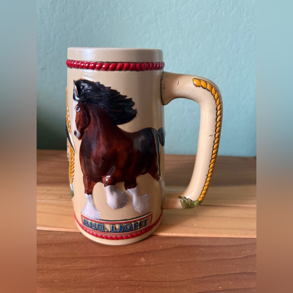 VTG Anheuser-Busch Ceramarte Brazil 1980s Clydesdale Handled Beer Stein 6.25”